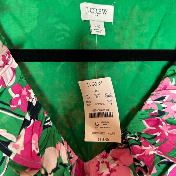 NWT J. Crew Green and Pink Floral Dress - Picture 2 of 4